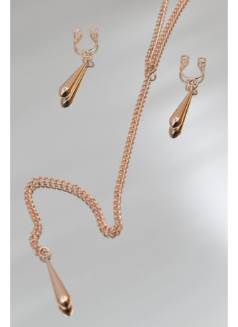 bijoux de corps, pinces de seins goutte et tour de cou chainette - SO-0184